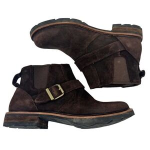 LL Bean Brown Suede Old Port Buckle Chelsea Boots Size 8 Pull On